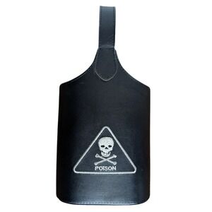 Goth Wine Bottle‎ Carrier Black Faux Leather Skull Cross Bones